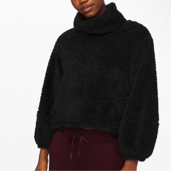 Lululemon Black Sherpa Fleece Pullover Mock Neck XS/S Cozy‎ Sweatshirt - Picture 1 of 11